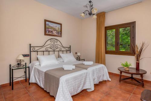 a bedroom with two beds and a window at Hotel Balcón de los Montes in Colmenar