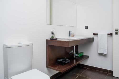 a bathroom with a sink and a toilet at Canhas Ocean View in Ponta do Sol