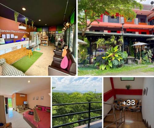 a collage of pictures of a building at Sandee Place Mountain View Hotel โรงแรมแสนดีเพลส เมาเท่นวิว จอมทอง in Chom Thong
