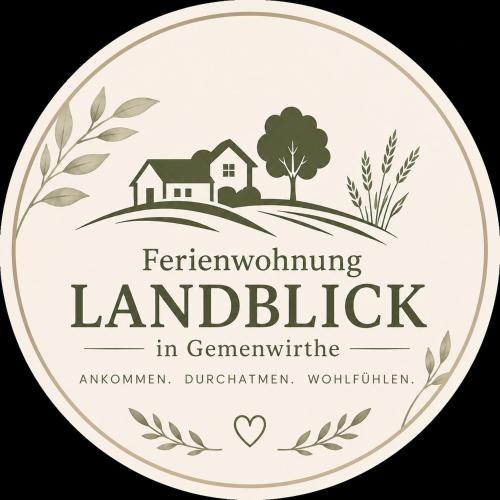 a label for a farmalling landscape with a house at Ferienwohnung Landblick in Borken