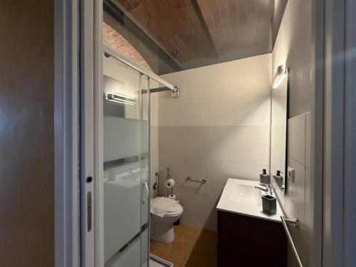a small bathroom with a sink and a toilet at Domus Olea BnB in Roccatederighi