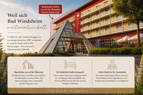 ein Schild vor einem Gebäude in der Unterkunft Kurhotel Pyramide Bad Windsheim in Bad Windsheim