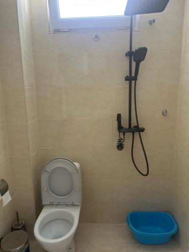 a bathroom with a toilet and a shower at Lali in Ureki