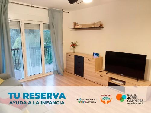 a living room with a flat screen tv at Apartamentos Valle de Tena - Biescas 3000 in Biescas
