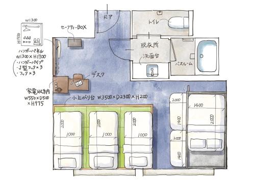 a drawing of a floor plan of a store at Hotel Cocktail Stay Naha in Naha