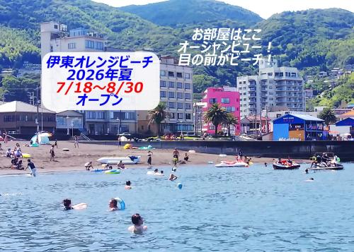 a group of people in the water at a beach at Izu no ie MOANA in Ito