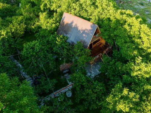 an aerial view of a house in the middle of trees at Byurakan Cottages in Antarut