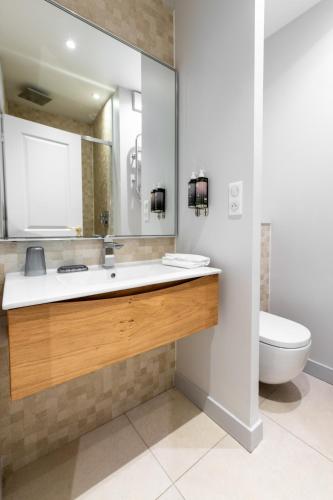 a bathroom with a sink and a toilet at Apparts de l'Oncle Louis in Versailles