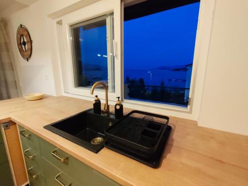 a kitchen with a sink and a window at Ema & Jakov in Sreser