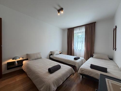 a room with two beds and a window at Apartment Ana Pool Residence in Preko