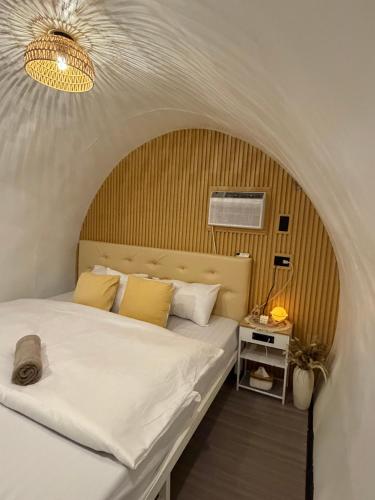 a bedroom with a large bed with an arch above it at Cocoon De Coron in Coron