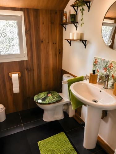 a bathroom with a toilet and a sink at Peniche l’Arlésienne in Arles
