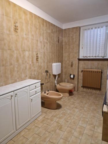 a bathroom with a toilet and a sink at Lakeview apartment in Pergine Valsugana