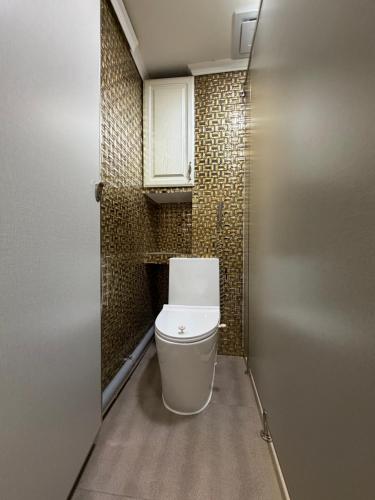 a bathroom with a toilet in a small room at Mickey central 2 hostel in Ulaanbaatar