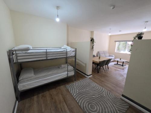 a room with a bunk bed and a living room at Shamrock Premium Apartment in Cork