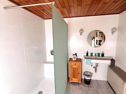 a bathroom with a sink and a shower at Holiday Home in Badem in Badem