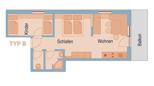 a floor plan of a building with the floorplan at Edelweiss 302 - Typ B in Fontanella