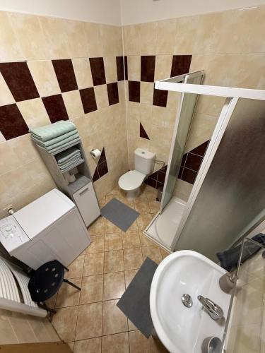 a bathroom with a toilet and a sink at Apartment Martinec in Nové Město nad Metují
