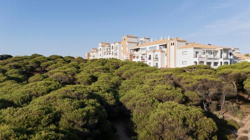 a building on top of a hill with trees at Barceló Punta Umbría Mar in Punta Umbría