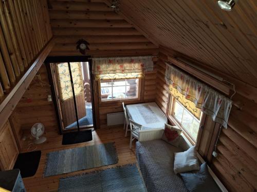 an overhead view of a room in a log cabin at Honkala Cottage in Keyritty