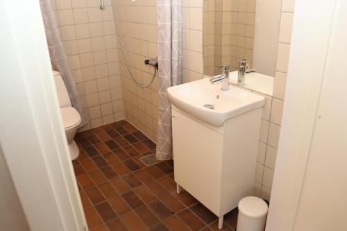 a bathroom with a sink and a toilet at Neckelmanns BnB Room 37 in Aalborg
