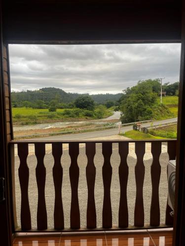 a view of a road from a window at Hotel Pirâmides Sagradas in Grão Pará