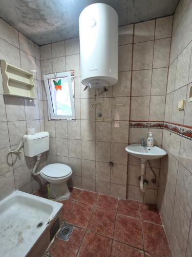 a bathroom with a toilet and a sink at Dodo Obala Apartmani in Sutomore