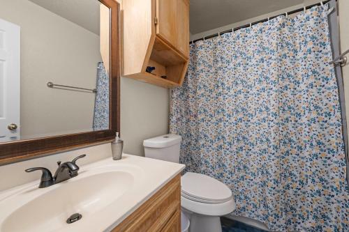 a bathroom with a sink and a toilet and a shower at Urban Loft in Killeen