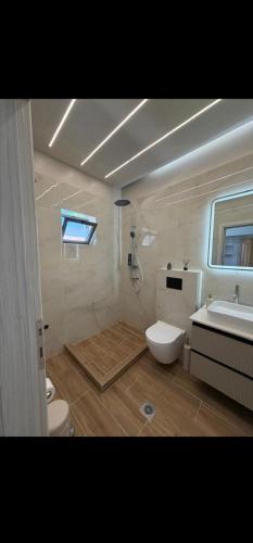 a bathroom with a toilet and a sink at Aggelos Room 4 in Volos