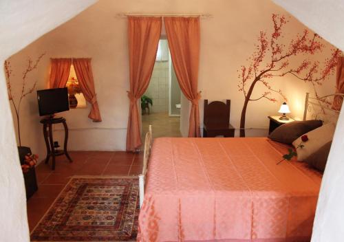 a bedroom with a bed and a television in a room at Trullo Salento in Galatone