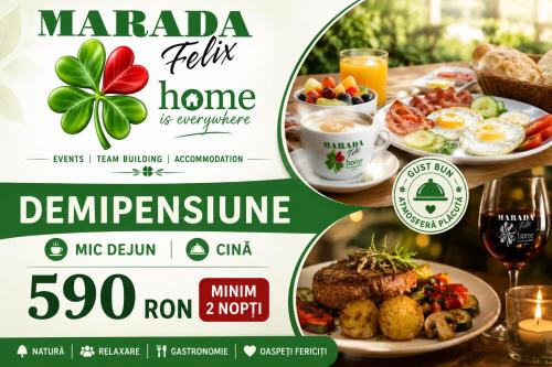 a flyer for a meal with food and drinks at MARADA felix in Hidişelul-de Sus