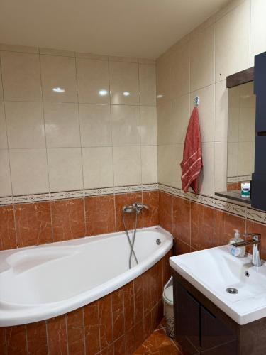 a bathroom with a tub and a sink at Eva apartment in Ohrid
