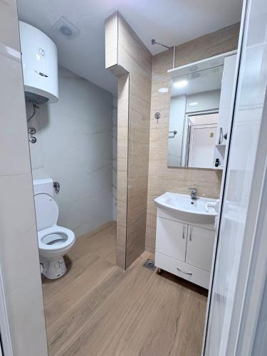 a bathroom with a toilet and a sink at Yapart in Utjeha
