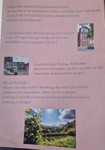 a document with a picture of a house at Tinyhaus Wolkenlos Familie Hamdorf in Bad Sulza