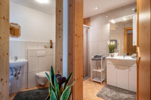a bathroom with a sink and a toilet at Appartement Irmgard in Brixen im Thale