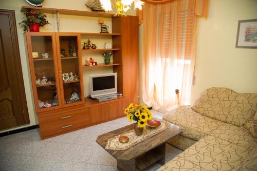 a living room with a couch and a tv at Apartment da Rosa in San Vito dei Normanni