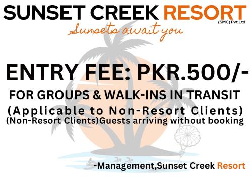 a flyer for the sunset creek resort entry fee for groups and walk at Sunset Creek in Harīpur