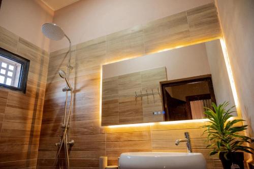 a bathroom with a sink and a mirror at Villa Royfa in Mahajanga