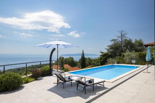 Villa Ziganto with a view of the Kvarner Bay