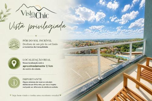 a sign for the balcony of a villa with a view at Pousada Vista Chic in Cunha