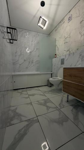 a bathroom with a toilet and a sink at Вілла с басейном in Zatoka