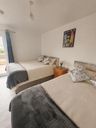 a bedroom with two beds and a window at Clonakilty Cozy Nest in Clonakilty