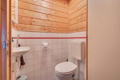 a bathroom with a toilet and a sink at Green House in Koudekerke