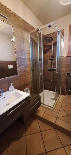 a bathroom with a shower and a sink at La Casina in Pontedera
