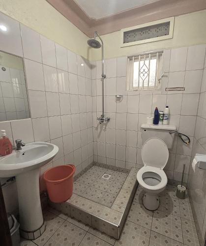 a bathroom with a toilet and a sink at MildVille Apartments in Hoima