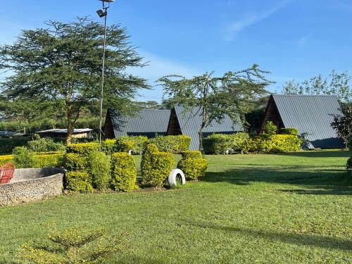 a park with bushes and a yard with houses at Eschato tented camp in Gilgil