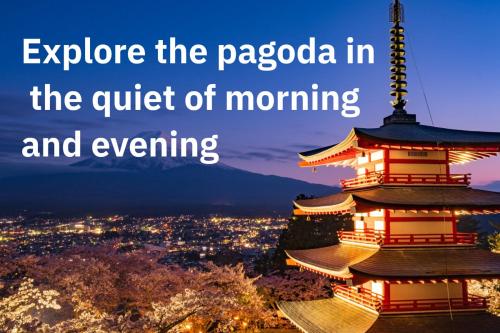 explore the pagoda in the quest of morning and evening at The ONE -fujiyoshida- in Fujiyoshida