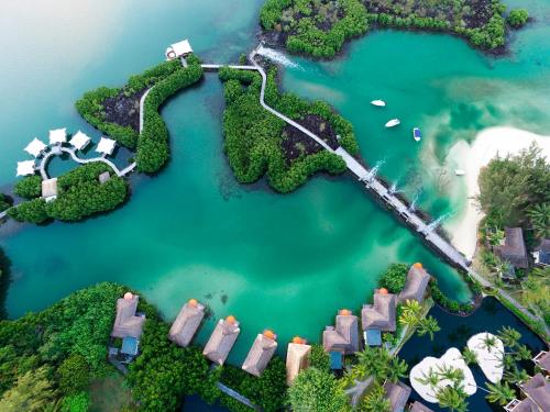 an aerial view of a island in the water at Constance Prince Maurice in Post of Flacq