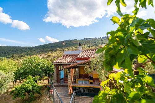 a house on a hill with a view at Cozy studio in Valencia de Alcántara 25 m² lovely garden in Valencia de Alcántara