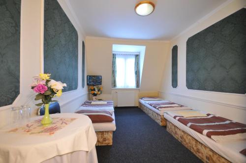 Pension Velický Zámoček tesisinde bir odada yatak veya yataklar